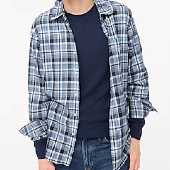 J. Crew Casual Flannel Blue and White Button Down Shirt - Picture 3 of 5